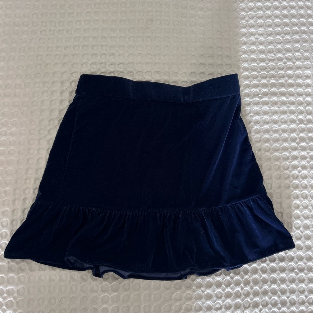 J. Crew Dark Blue Velvet Ruffled Skirt